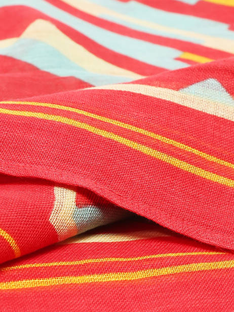 Foulard Red Stripes En Lin 100x100cm Biba Rouge accessoires RI257A vue secondaire 1