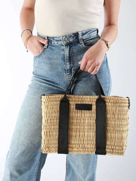 Sac à Main Estival Paille Le voyage en panier Noir estival PM779 vue secondaire 1