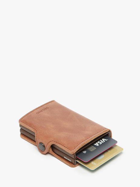 Porte-cartes Twin 2 Compartiments Cuir Secrid Marron vintage TV vue secondaire 1