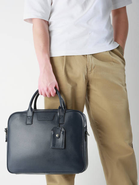 Porte-documents Flandres 2 Compartiments Cuir Etrier Bleu flandres EFLA8252 vue secondaire 1