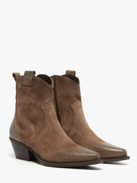 Santiags à Talon Tronchetti Texani En Cuir Metisse Marron women Bottines texanes fabriquées dans des matériaux souples et entièrement brossées et vieillies à la main. vue secondaire 1