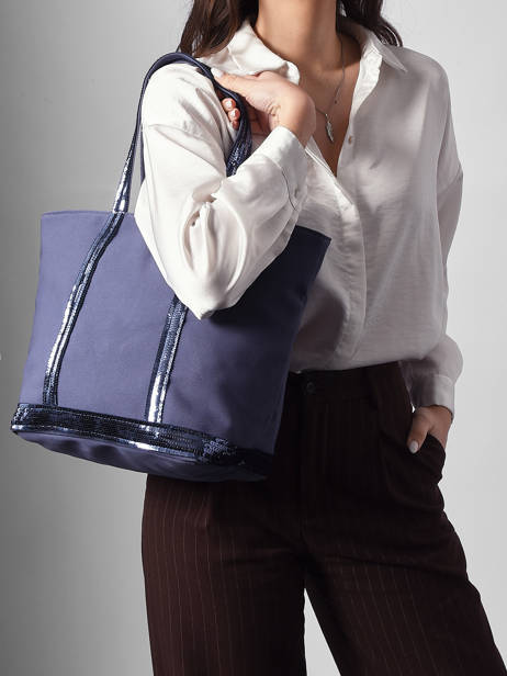 Sac Porté Main Cabas Coton Vanessa bruno Violet cabas 1V40378 vue secondaire 1