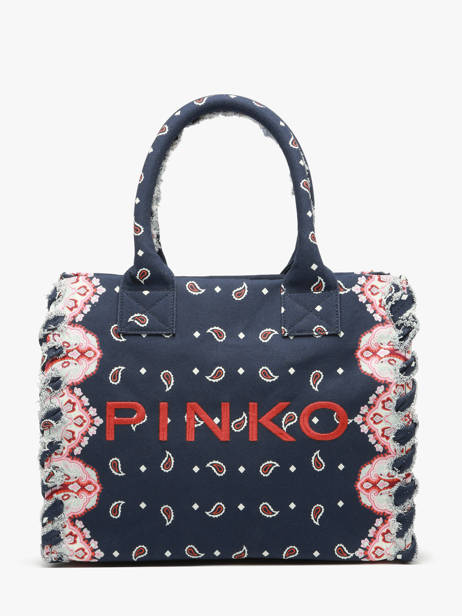 Sac Porté Main Logo Shopper Coton Pinko Bleu logo shopper 6673A3B7
