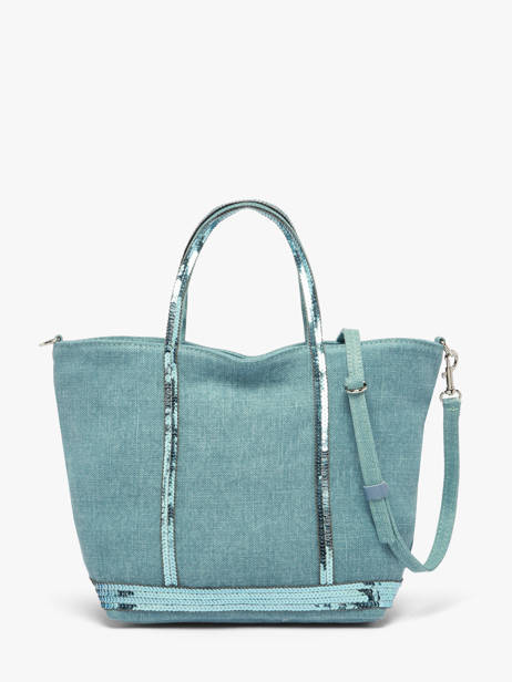 Petit Cabas Zippé Lin Et Paillettes Vanessa bruno Bleu cabas lin 31V40435 vue secondaire 5